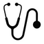 Black stethoscope illustration on a white background