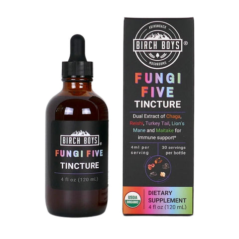 Fungi Five Tincture - Birch Boys, Inc.Tinctures4ozFungi Five Multi Mushroom Tincture Blending Chaga, reishi, turkey tail, lion's mane and Maitake.