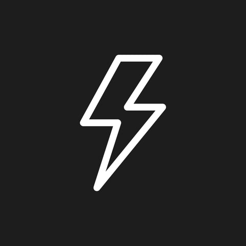 A white lightning icon on a dark gray backround