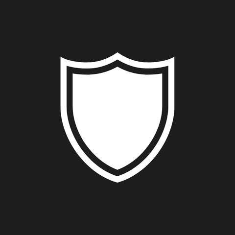 A white icon of a shield on a dark gray background