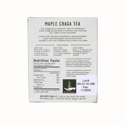 Maple Chaga Tea Bags - Chaga Tea - Birch Boys